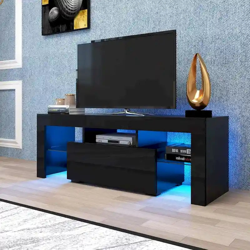 51.18 TV Stand with Flip Door & Glass Shelf for 55 TVs