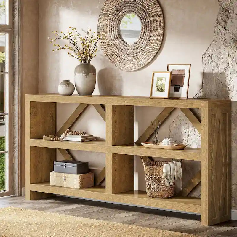 71 Long Console Table with 3 Tiers Storage, Industrial Sofa Table
