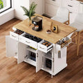54Inch Large Kitchen Island With Rubber Wood Drop Leaf(no include stool)