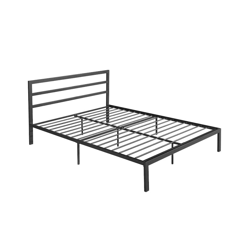Lit plateforme queen size en acier robuste de style moderne avec tête de lit pour chambre à coucher