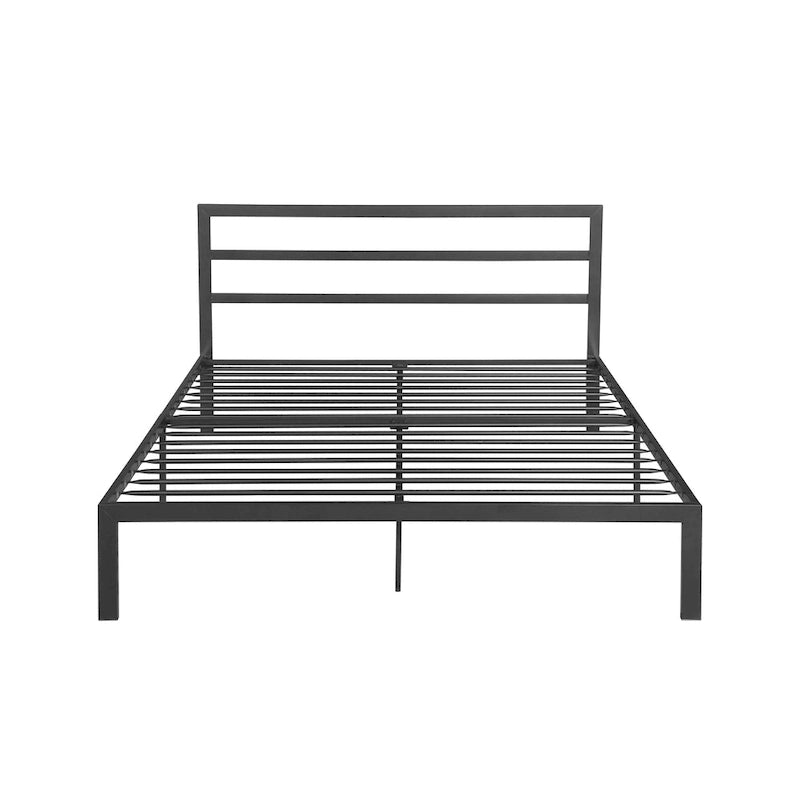 Lit plateforme queen size en acier robuste de style moderne avec tête de lit pour chambre à coucher