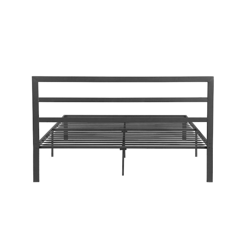 Lit plateforme queen size en acier robuste de style moderne avec tête de lit pour chambre à coucher
