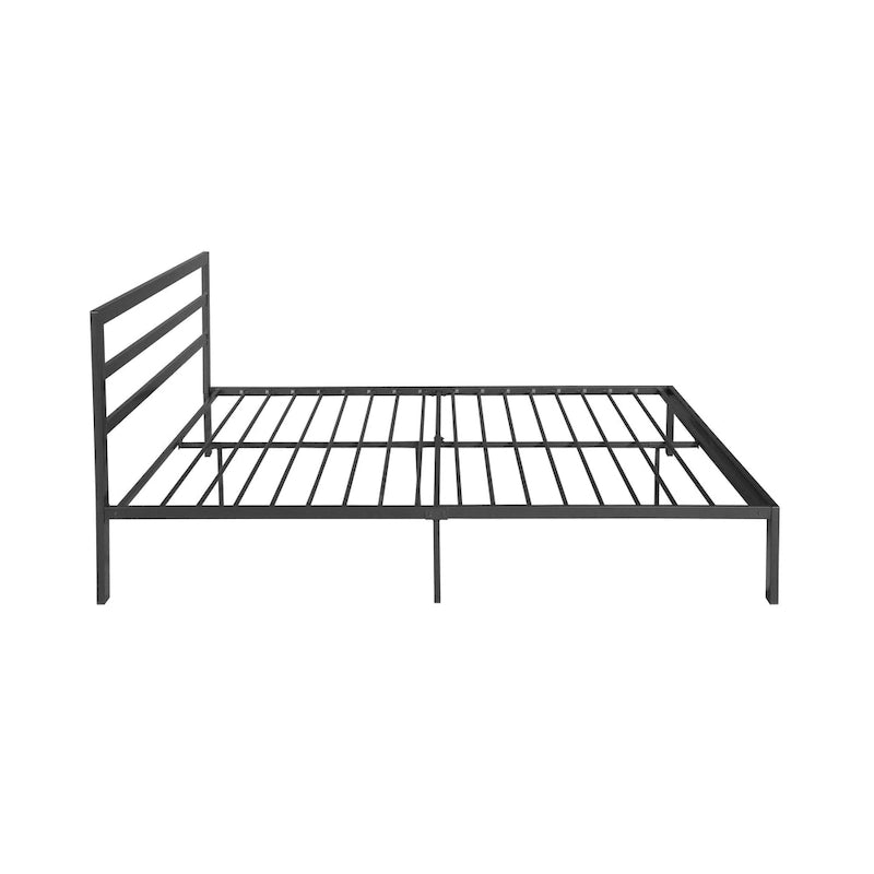 Lit plateforme queen size en acier robuste de style moderne avec tête de lit pour chambre à coucher