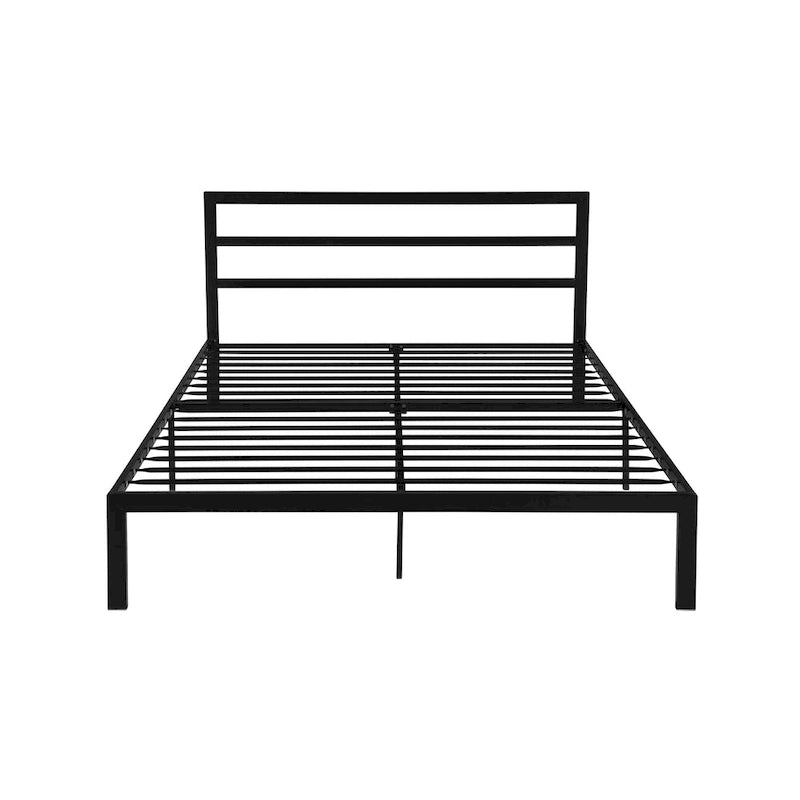 Lit plateforme queen size en acier robuste de style moderne avec tête de lit pour chambre à coucher