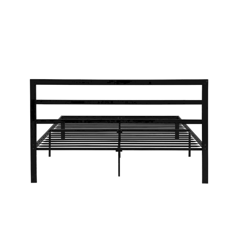 Lit plateforme queen size en acier robuste de style moderne avec tête de lit pour chambre à coucher