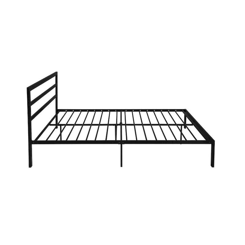 Lit plateforme queen size en acier robuste de style moderne avec tête de lit pour chambre à coucher