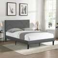 Lit plateforme tapissé Queen Size avec support à lattes en bois pour chambre à coucher