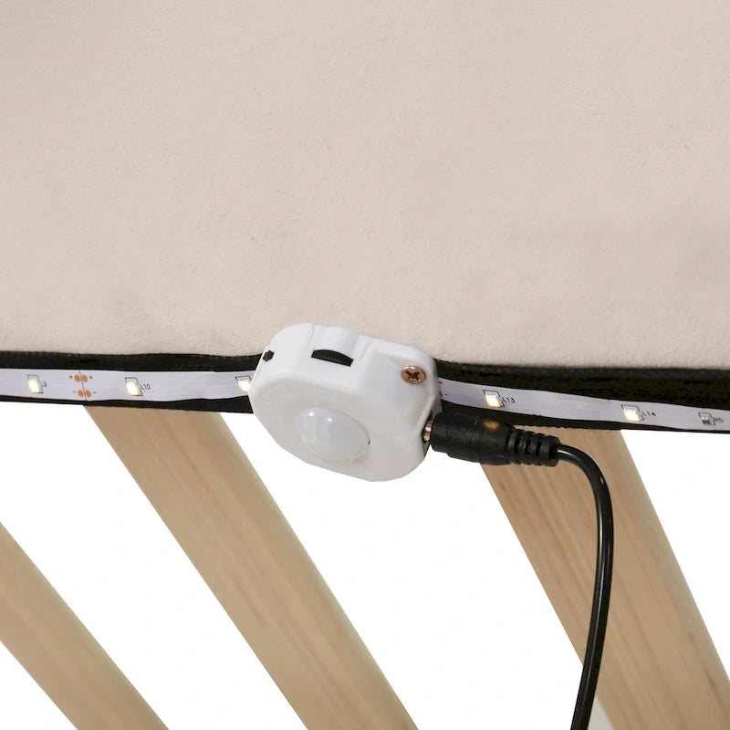 Lit plateforme flottant en velours avec lumière à détecteur