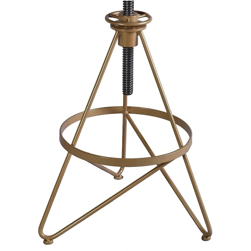Tabouret de bar réglable en bois vieilli et or
