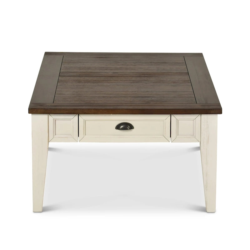 Table basse moderne avec étagère de rangement ouverte, structure en bois et métal pour salon