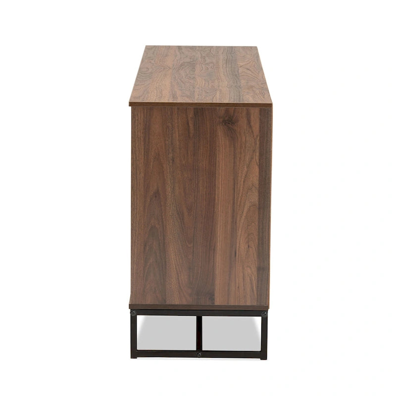 Buffet trois portes en bois brun et métal noir