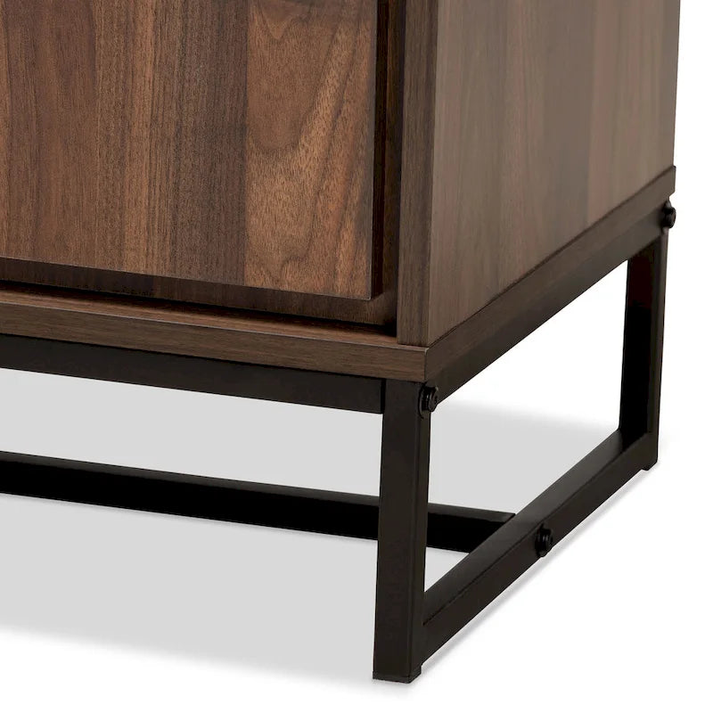 Buffet trois portes en bois brun et métal noir