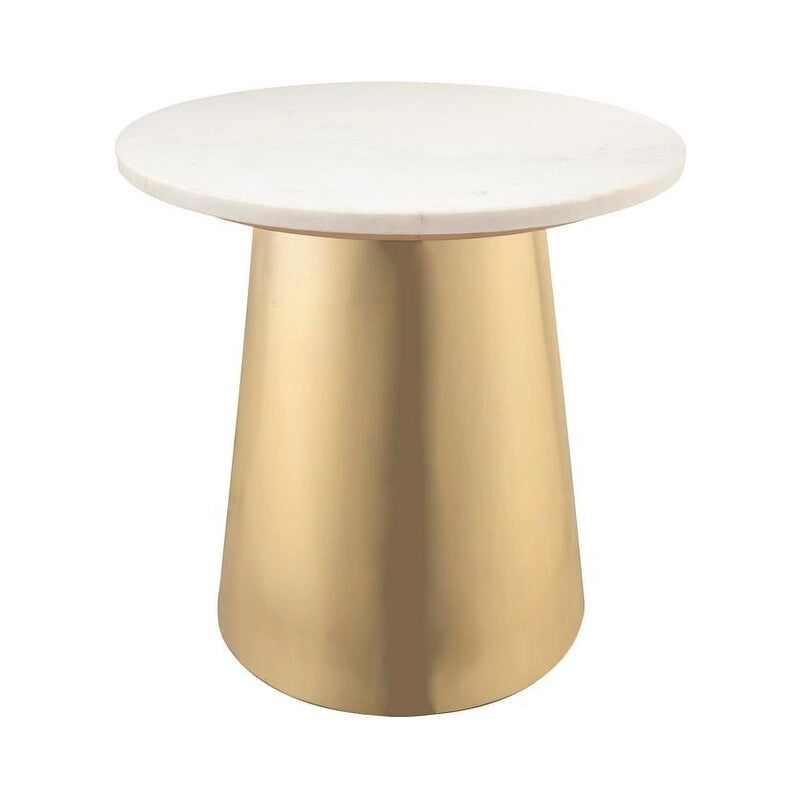 Table d'appoint en marbre avec base en métal doré pour salon, chambre à coucher