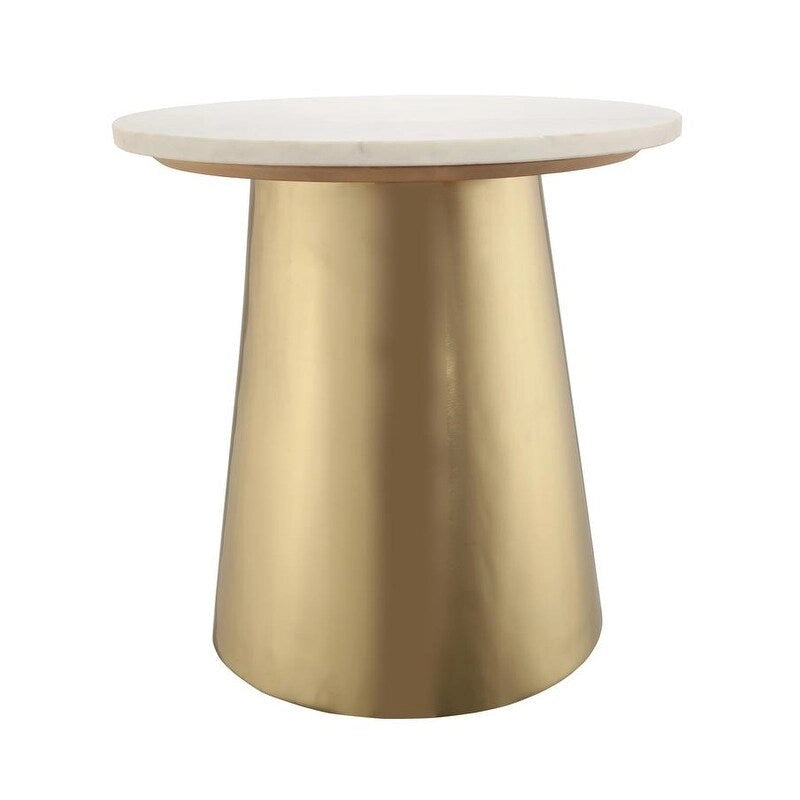 Table d'appoint en marbre avec base en métal doré pour salon, chambre à coucher