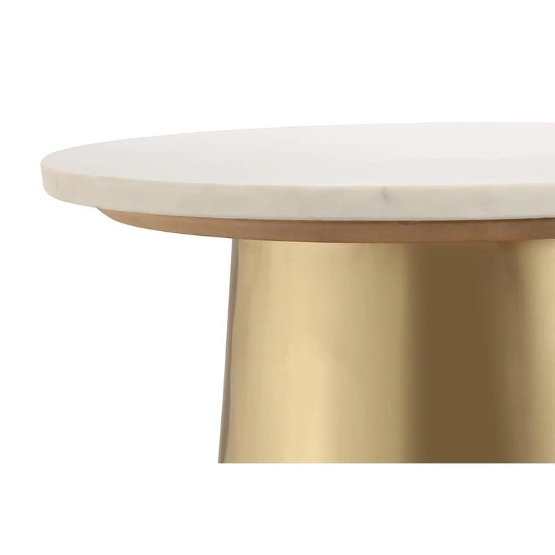 Table d'appoint en marbre avec base en métal doré pour salon, chambre à coucher