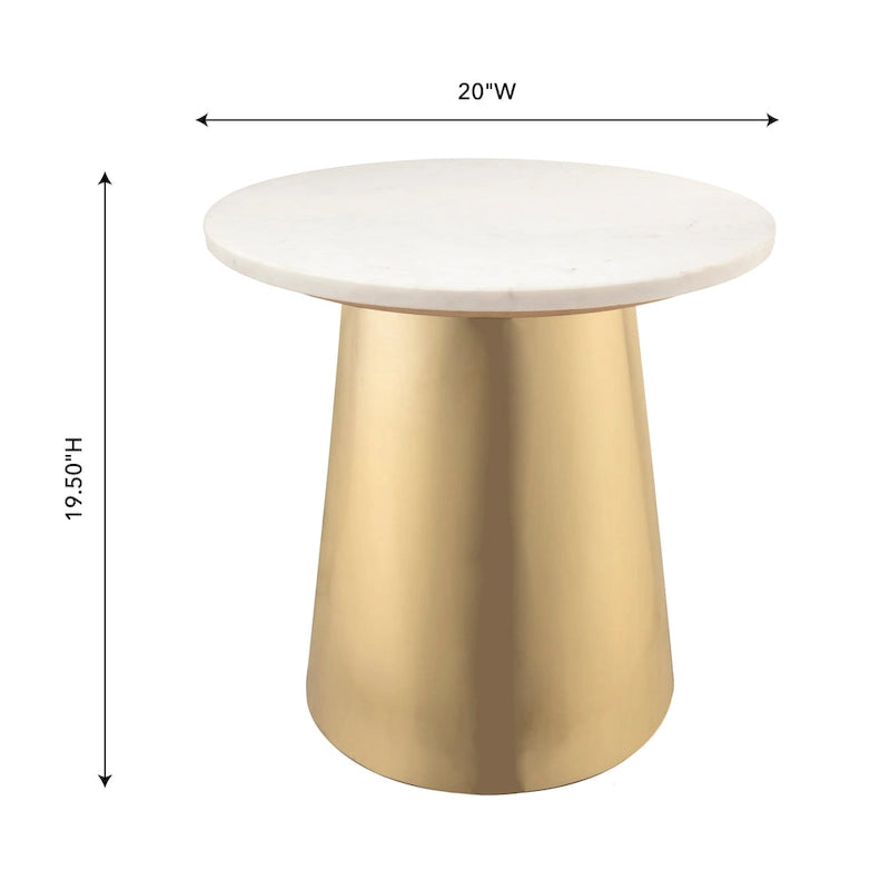 Table d'appoint en marbre avec base en métal doré pour salon, chambre à coucher