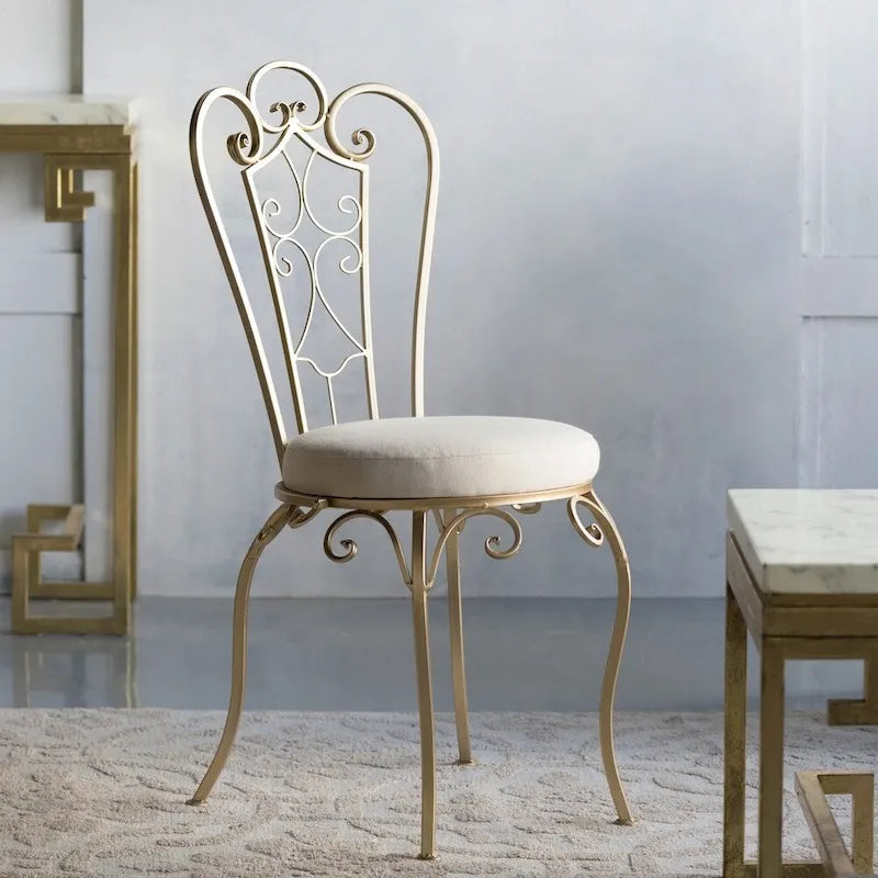 Chaise d'appoint pliante dorée 22 pouces, style shabby chic