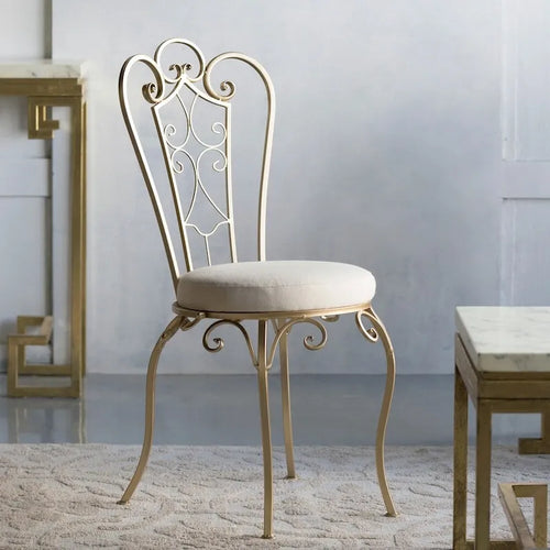 Chaise d'appoint pliante dorée 22 pouces, style shabby chic