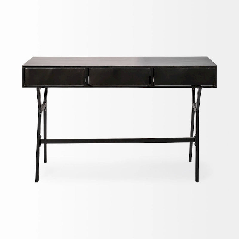 Bureau de travail 3 tiroirs noir et or
