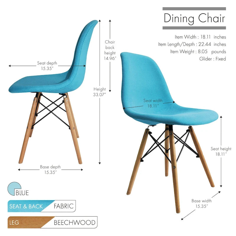 Chaises de salle à manger modernes, Tissu et Bois de hêtre