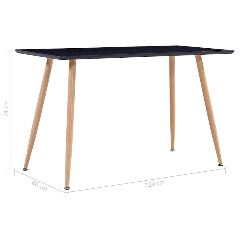Table de salle à manger noire et chêne 120x60x74 cm MDF