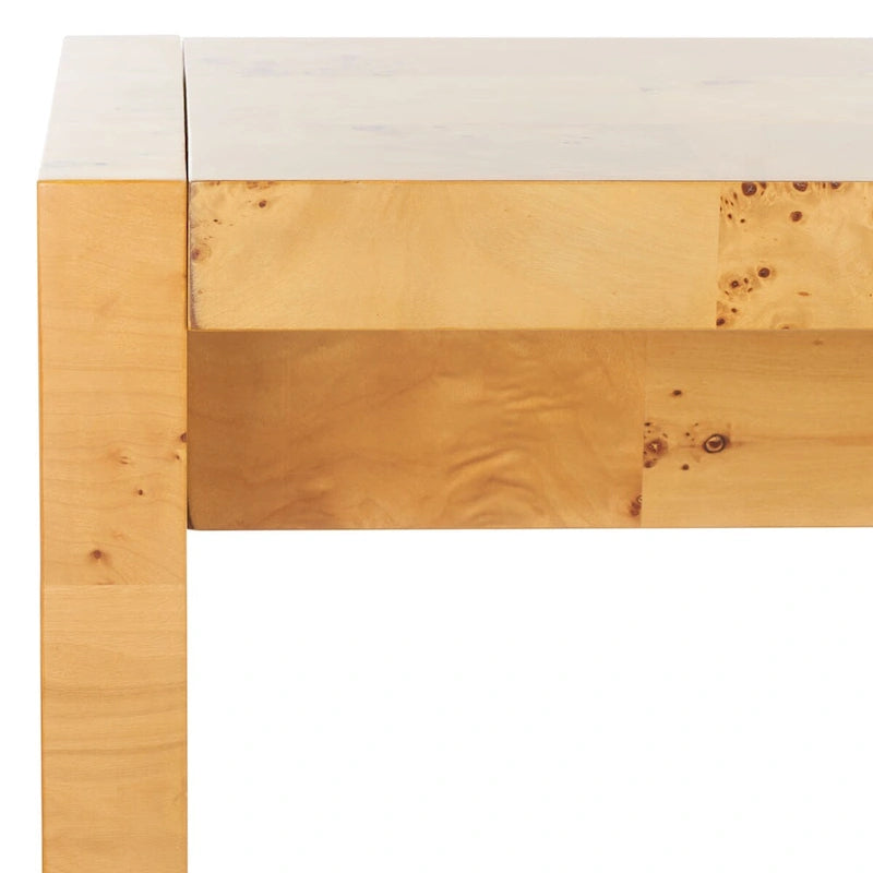 Console de 34 pouces en placage de loupe avec charme organique pour entrée ou salon – Finition naturelle