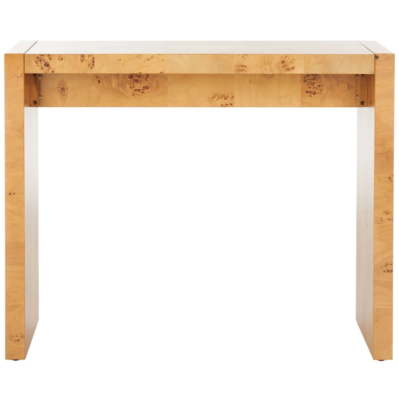 Console de 34 pouces en placage de loupe avec charme organique pour entrée ou salon – Finition naturelle