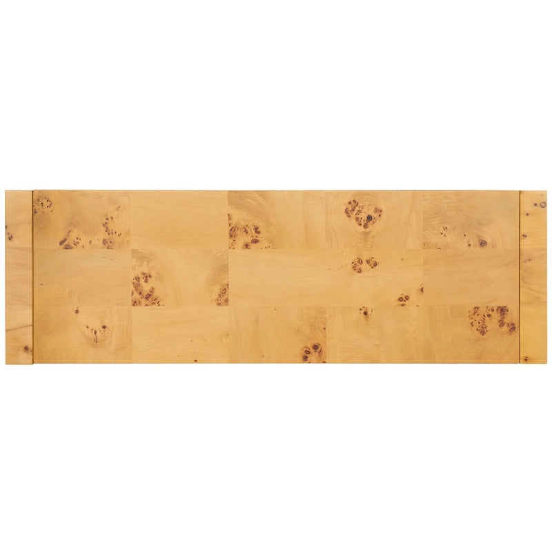 Console de 34 pouces en placage de loupe avec charme organique pour entrée ou salon – Finition naturelle