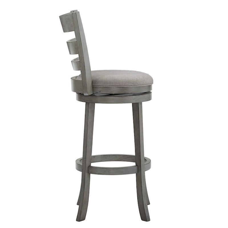 Tabouret de bar pivotant à dossier échelle en lin