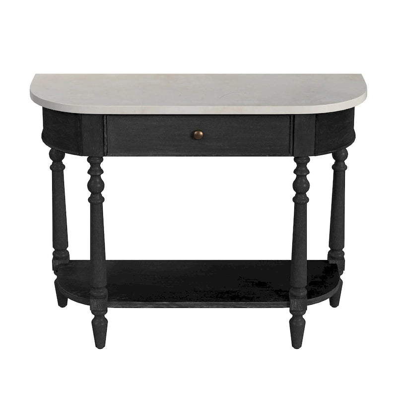 Console en marbre avec tiroir et étagère inférieure