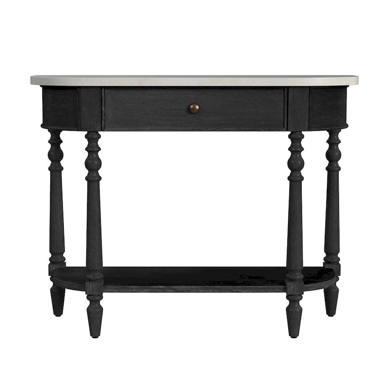 Console en marbre avec tiroir et étagère inférieure