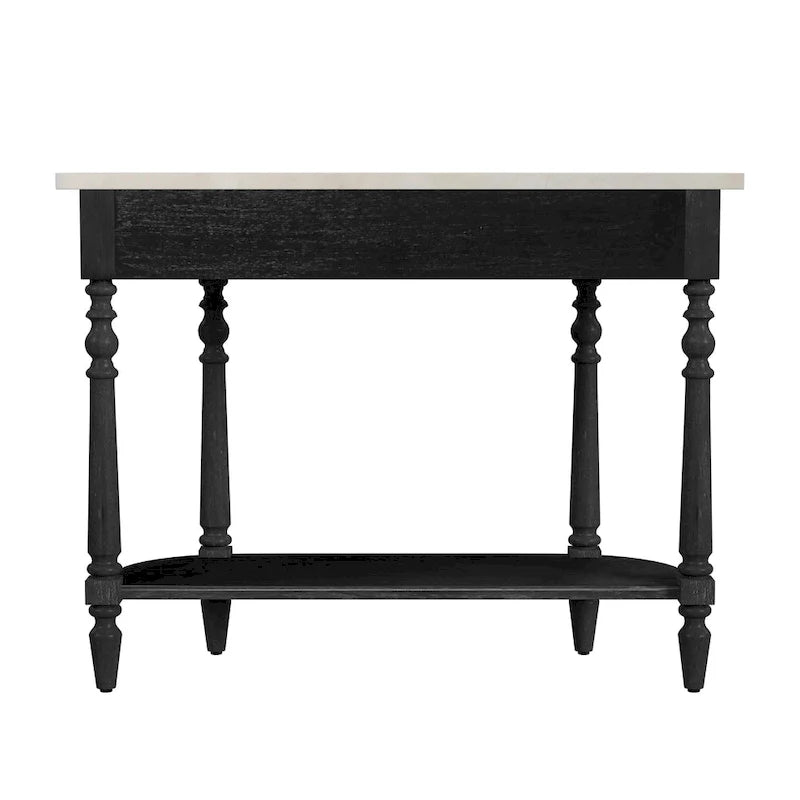 Console en marbre avec tiroir et étagère inférieure