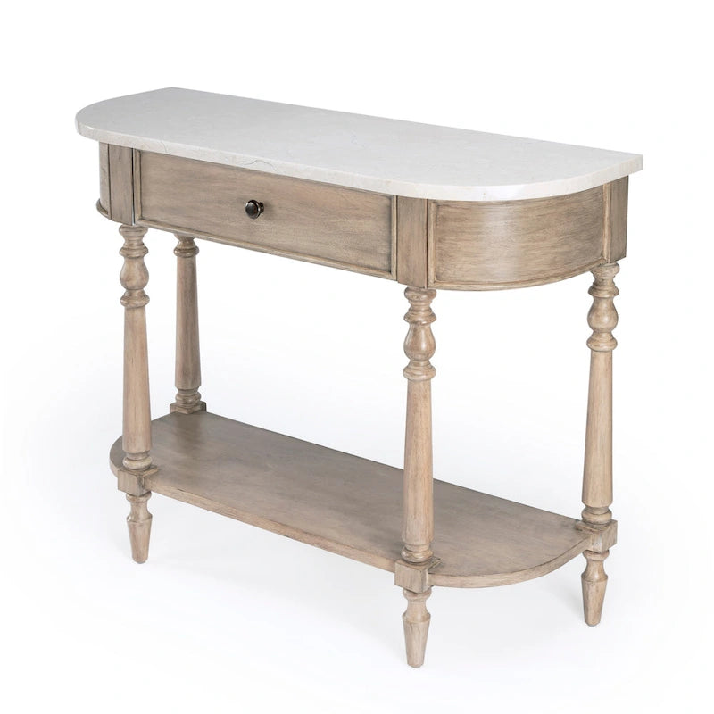 Console en marbre avec tiroir et étagère inférieure