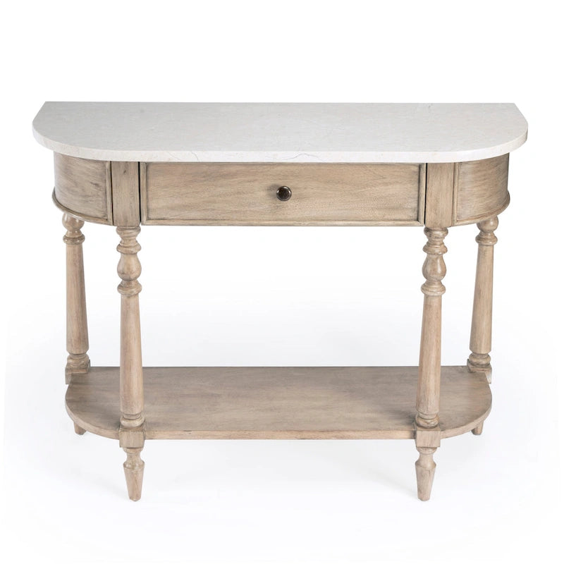 Console en marbre avec tiroir et étagère inférieure