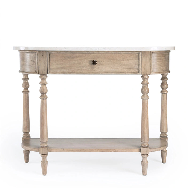 Console en marbre avec tiroir et étagère inférieure