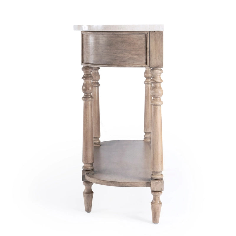 Console en marbre avec tiroir et étagère inférieure