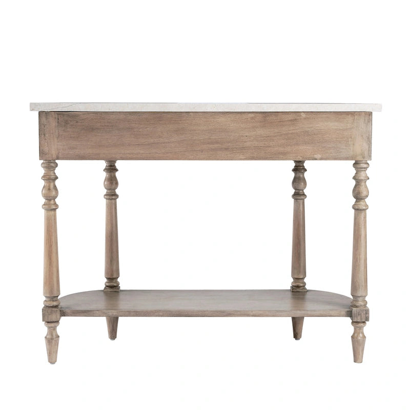 Console en marbre avec tiroir et étagère inférieure