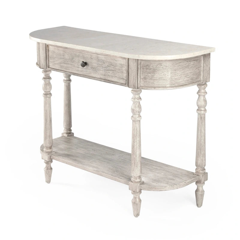 Console en marbre avec tiroir et étagère inférieure