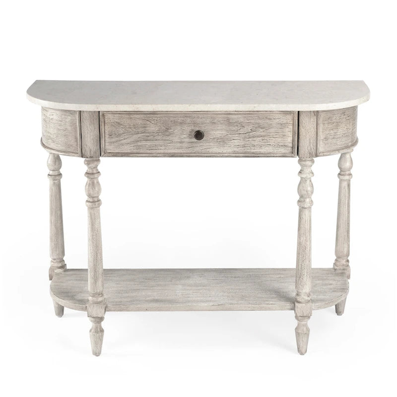 Console en marbre avec tiroir et étagère inférieure