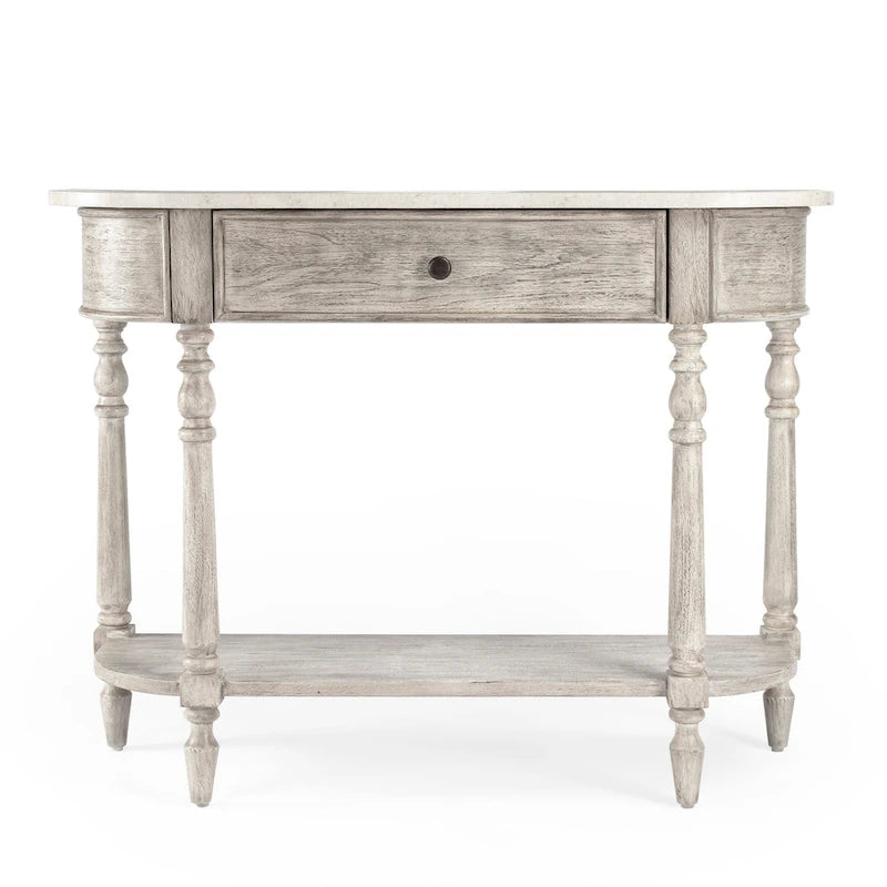 Console en marbre avec tiroir et étagère inférieure