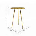 Table d'appoint ronde en bois avec finition en laiton antique et trois pieds robustes – 56 cm