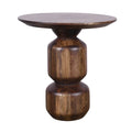 Table d'appoint de 23 pouces, ronde, moderne, pied central, bois marron