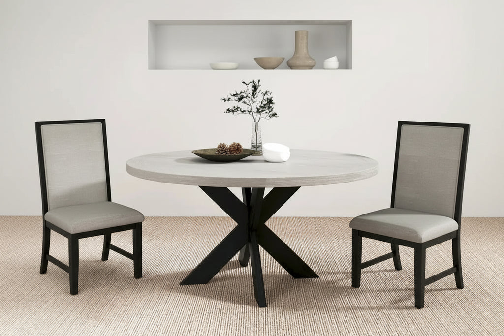 Roundhill Furniture Gates Round Dining Table, Gray