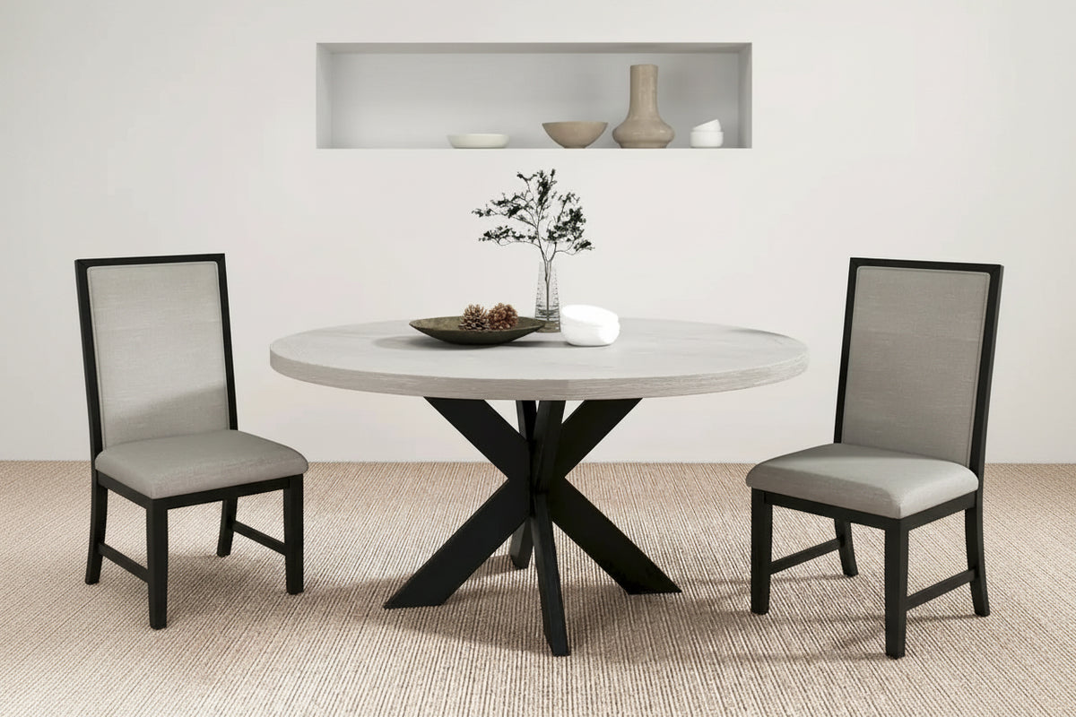 Roundhill Furniture Gates Round Dining Table, Gray
