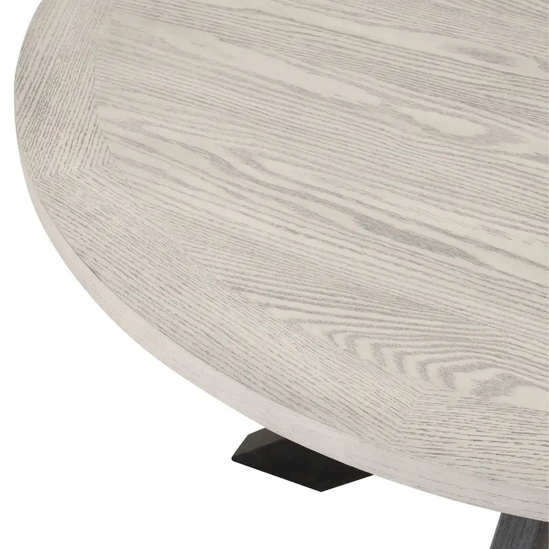 Table à manger ronde moderne finition grise avec pied central, 4 places