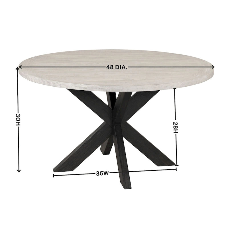 Table à manger ronde moderne finition grise avec pied central, 4 places