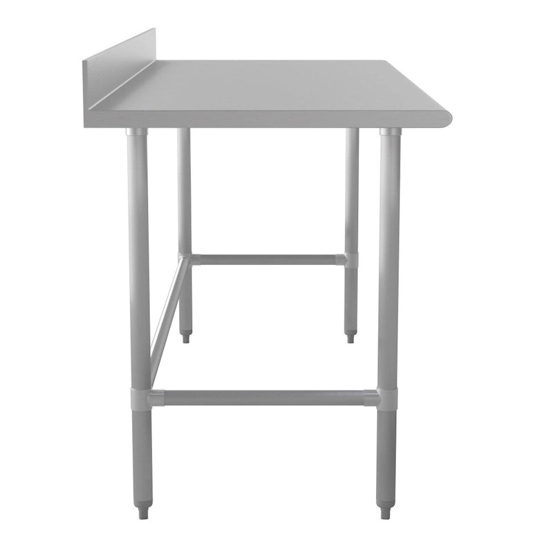 Table de préparation et de travail de cuisine en acier avec crédence