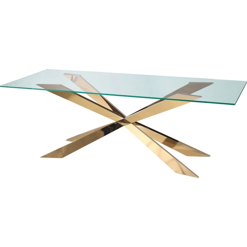 Glass Dining Table with X-Cross Base
