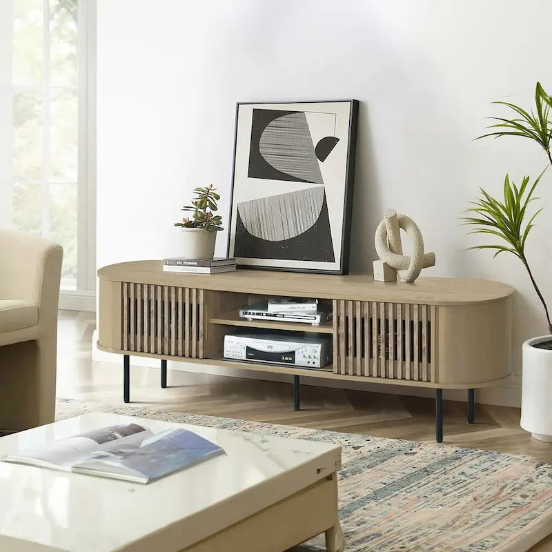 New Classic Furniture Brax 2-Shelf TV Console with Sliding Doors