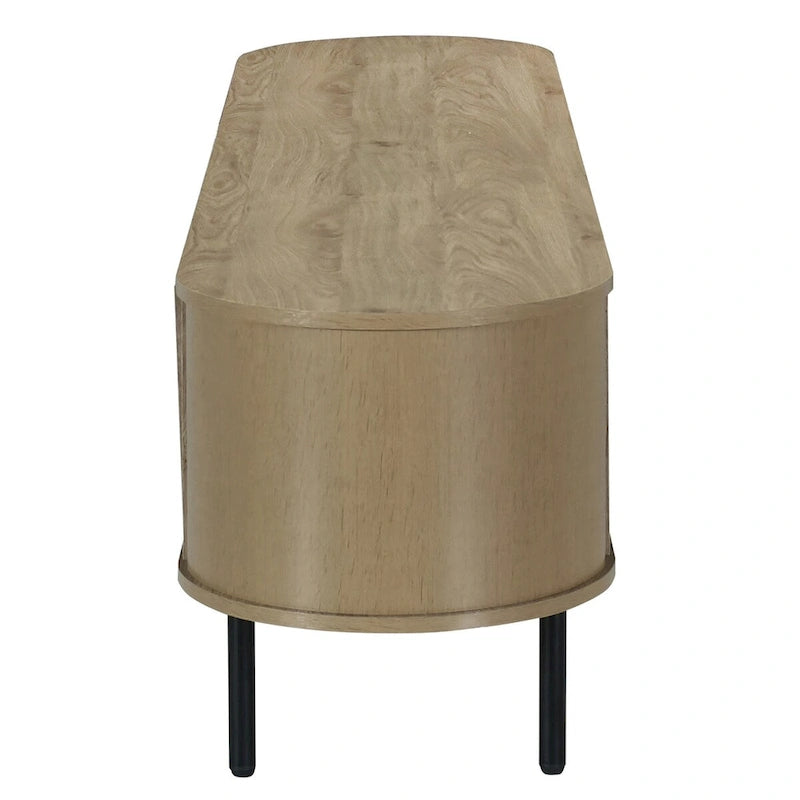 Meuble TV 2 étagères avec portes coulissantes à tambour, 180 cm